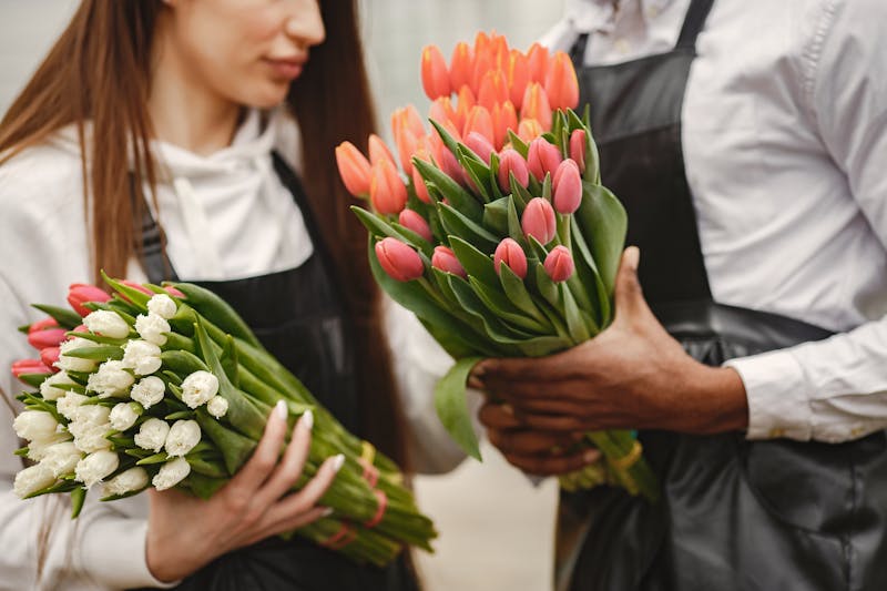 Interflora delivery driver with a bouquet of fresh flowers in Ireland