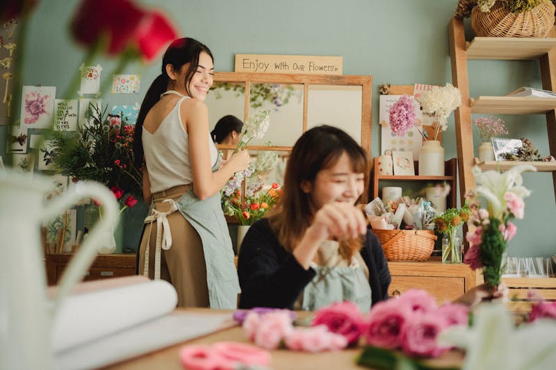 Fresh flowers in a modern office reception